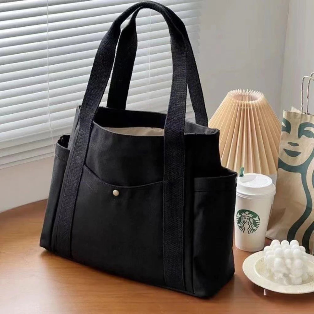 Bolsa Tote Feminina Grande em Canvas Casual para Trabalho e Estudos