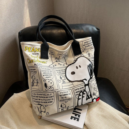 Bolsa Tote Feminina Mickey & Snoopy Grande em Canvas Casual
