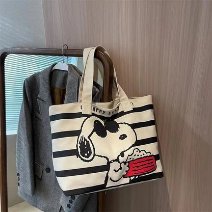 Bolsa Tote Feminina Mickey & Snoopy Grande em Canvas Casual