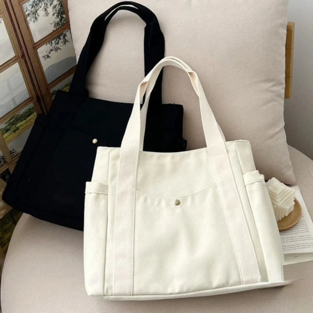 Bolsa Tote Feminina Grande em Canvas Casual para Trabalho e Estudos