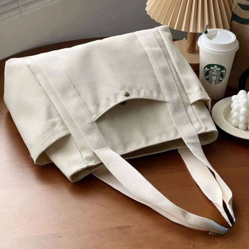 Bolsa Tote Feminina Grande em Canvas Casual para Trabalho e Estudos