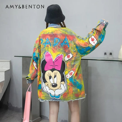 Jaqueta Jeans Oversized Bordada com Grafite e Apliques