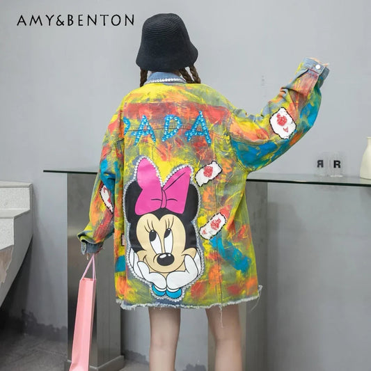 Jaqueta Jeans Oversized Bordada com Grafite e Apliques