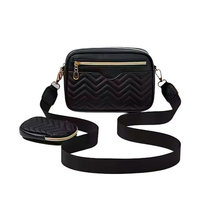Bolsa Feminina Crossbody PU Textura Listrada Casual 2024